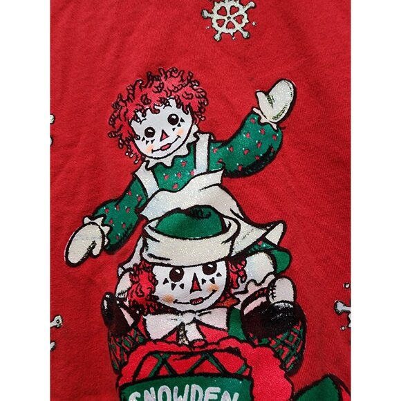 Vintage Snowden Raggedy Ann Andy T Shirt Adult One Size Red 90s Christmas - Picture 4 of 7